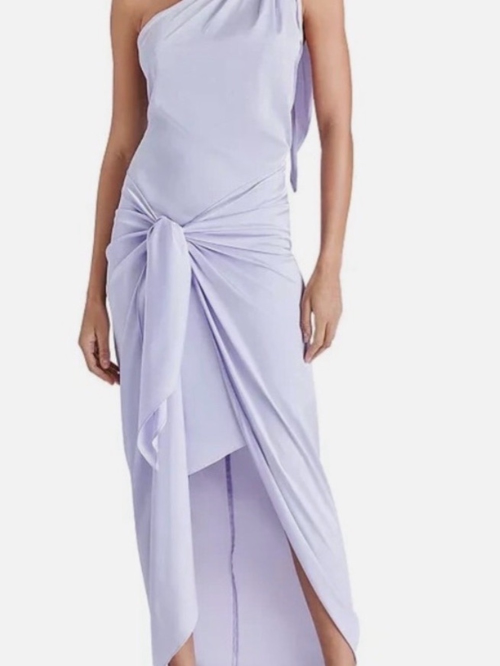 Steve Madden Satin One-Shoulder Lavender Draped Maxi